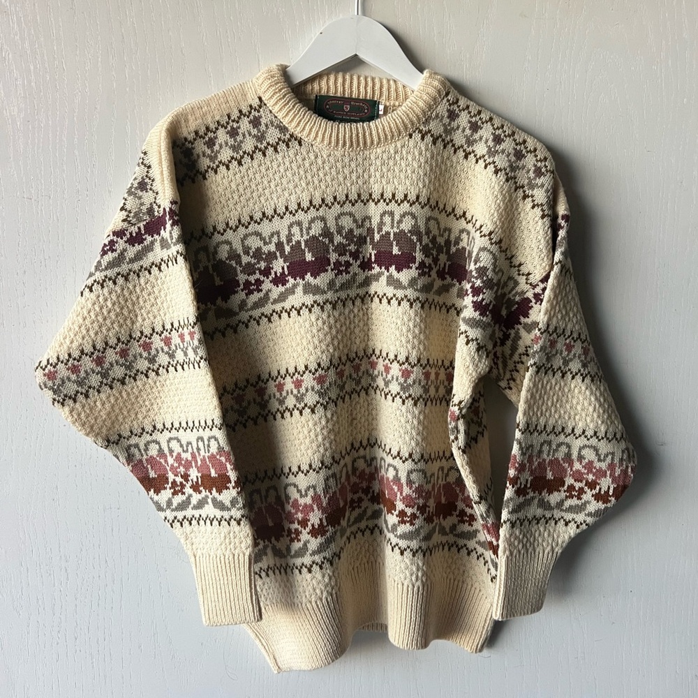 Murray Brothers Scotland Jumper Large Cream Shetland Round Crew Neck Hawick